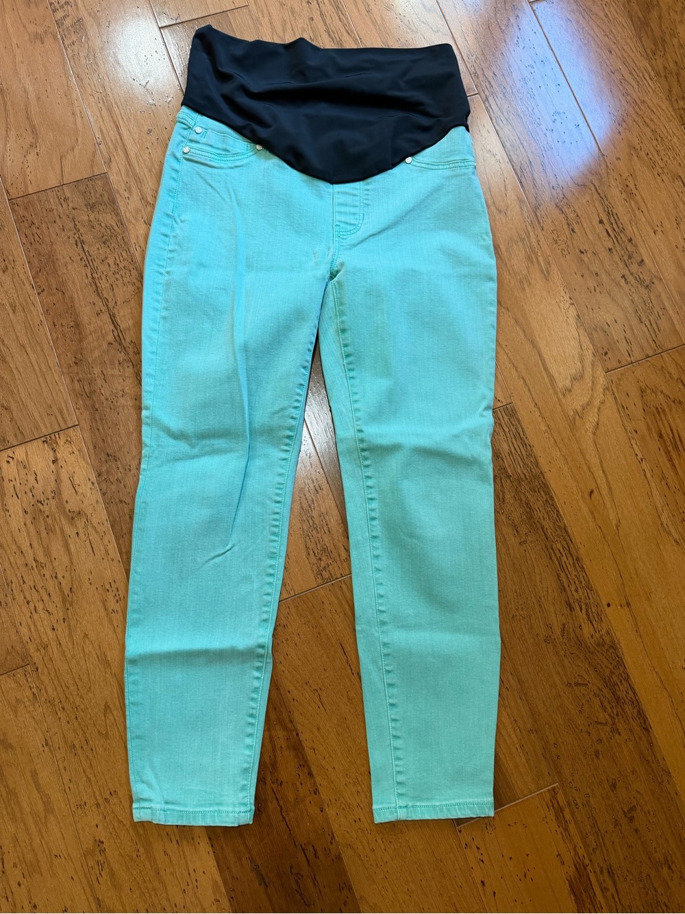 Maternity Liverpool Jeans Company Aqua Skinny Jeans with Black Waistband